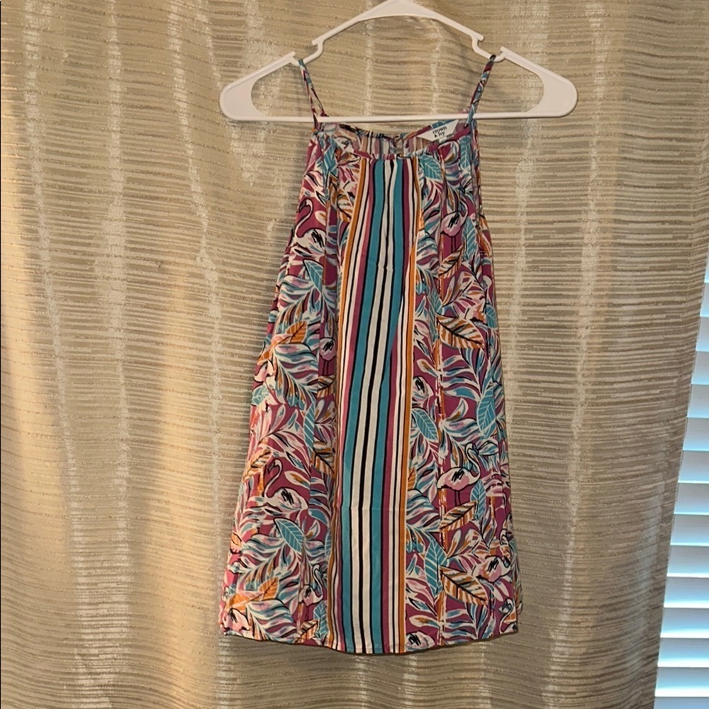 Crown & Ivy Tropical Tank Size S. Flamingos. Pinks Blues Orange White Navy